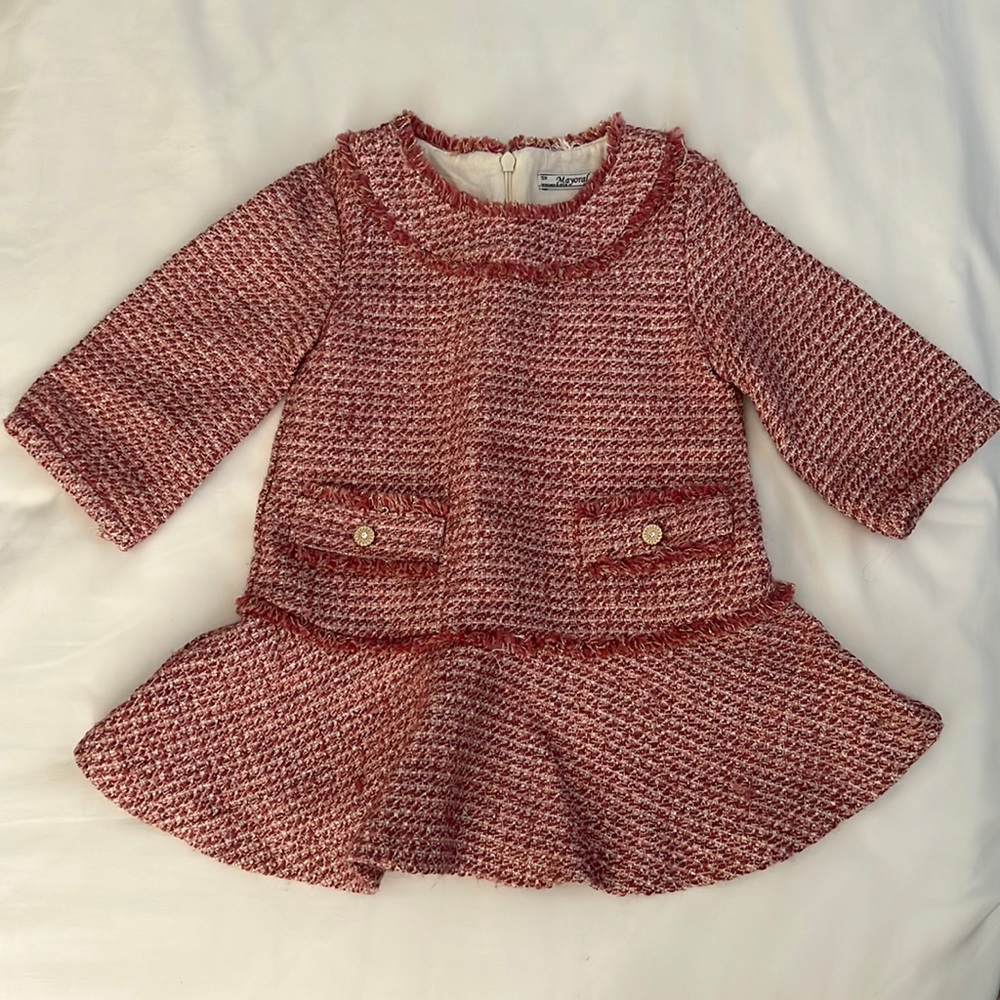 2t mayoral pink tweed dress